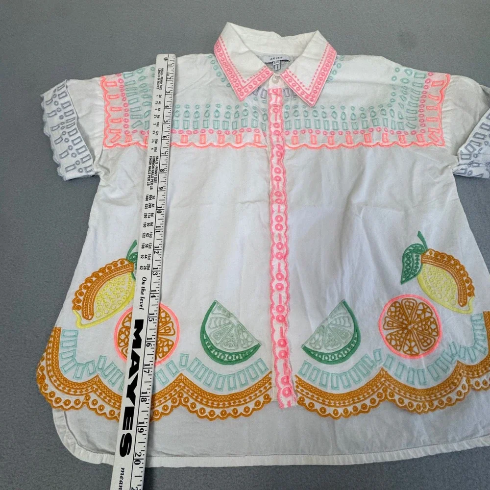 Reiss Top Citrus Embroidered Resort Kids 11-12 Fruit‎ Eyelet Scalloped White